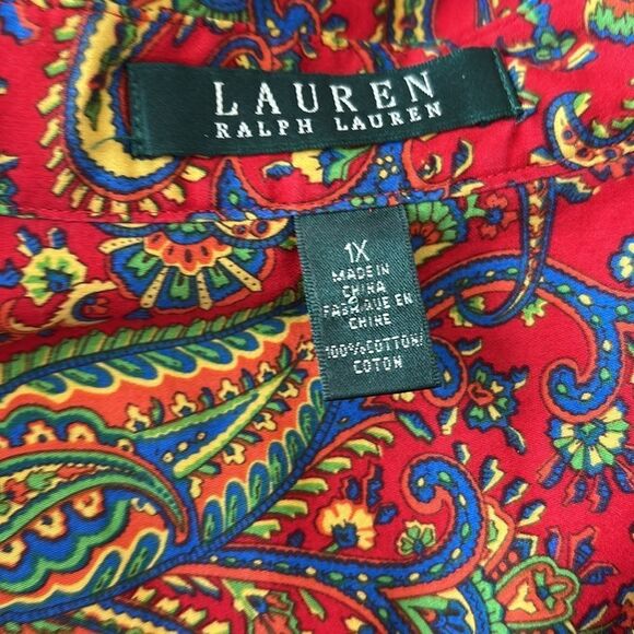EUC Lauren Ralph Lauren PaisleyTop (size 1X) - Picture 8 of 9